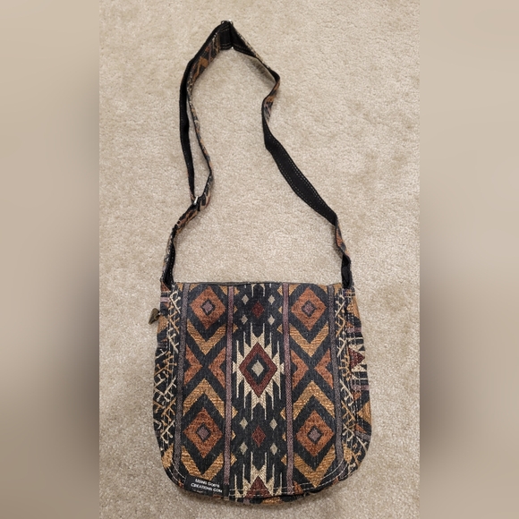 Using Gods Creations Handbags - Tribal Patterned Black and Brown Shoulder Bag